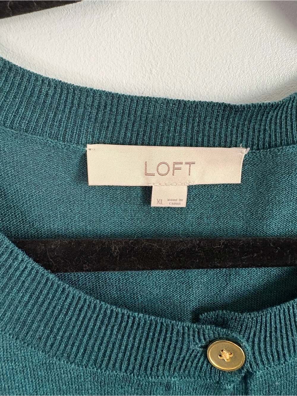 LOFT Teal Green Button-Front Women's Cardigan - Picture 2 of 4